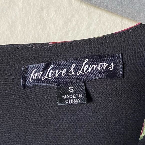 For Love and Lemons Mini Black Dress Wyatt Floral Size S - Picture 8 of 9